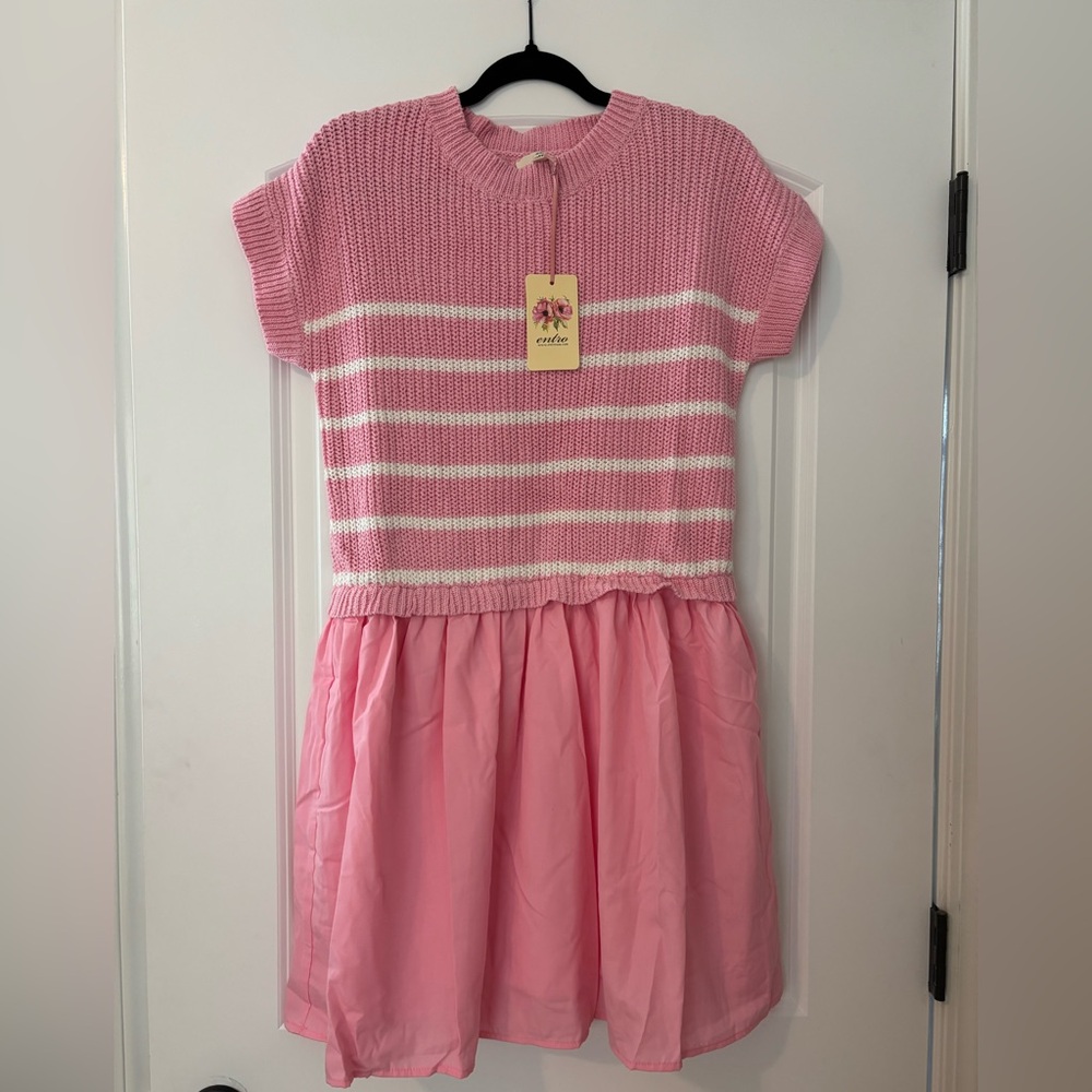 NWT Entro Pink and White Striped Dress - Picture 2 of 7